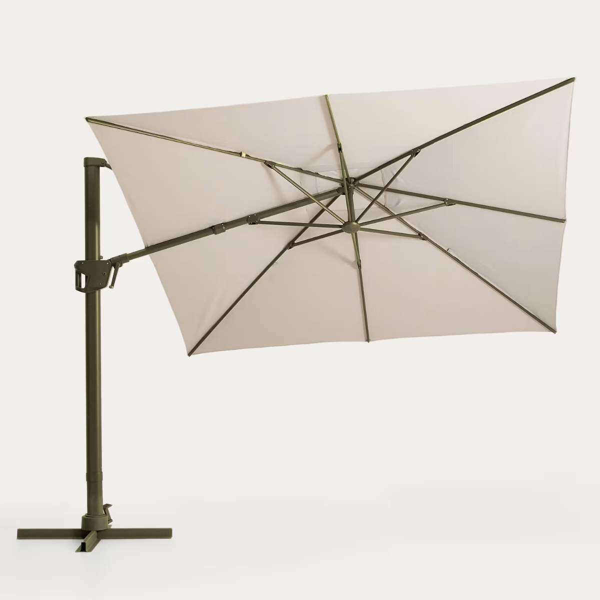 Kave Home Noli beige cantilever parasol with taupe aluminium structure 300 x 300cm