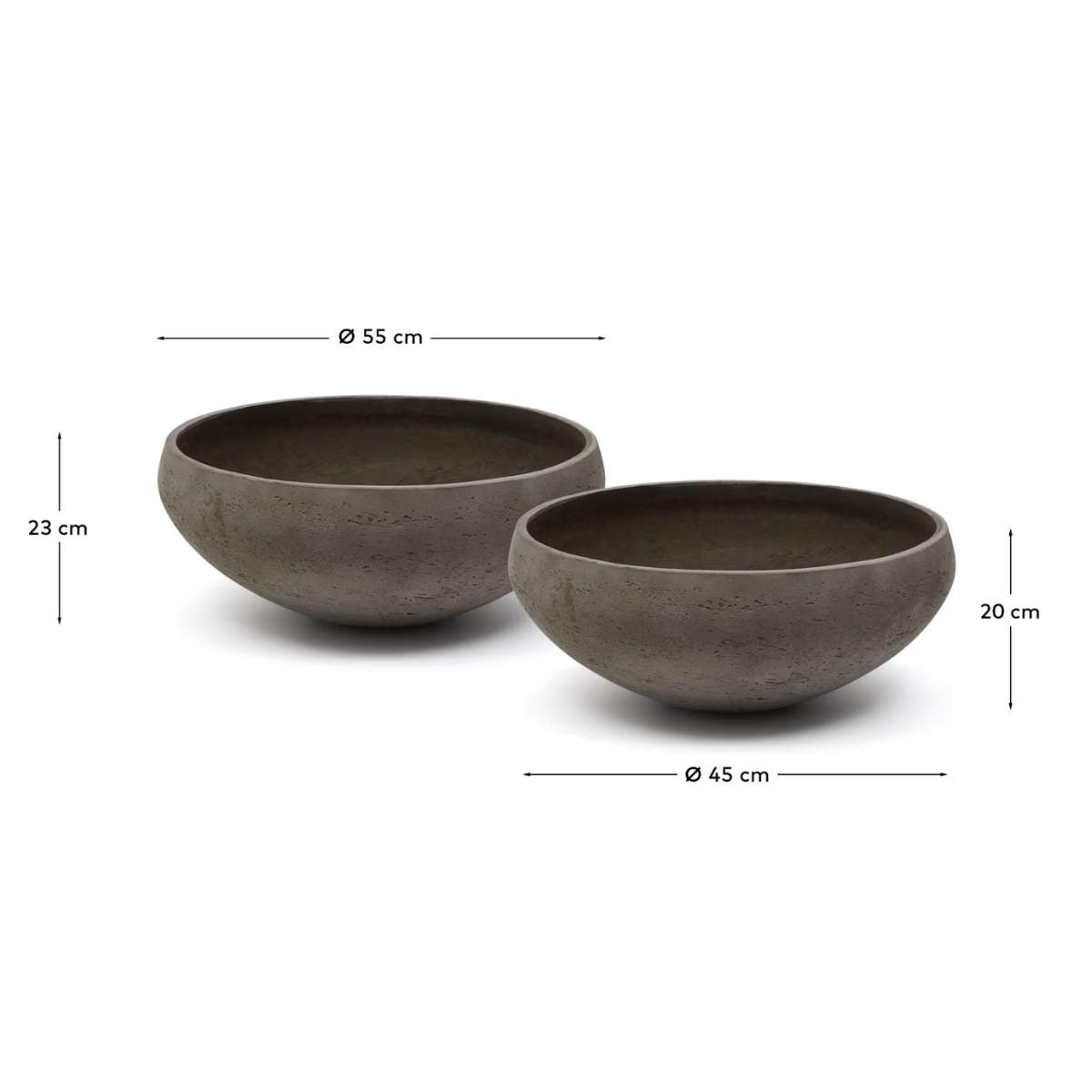 Kave Home Set of 2 Nura terracotta cement-effect planters Ø55 cm