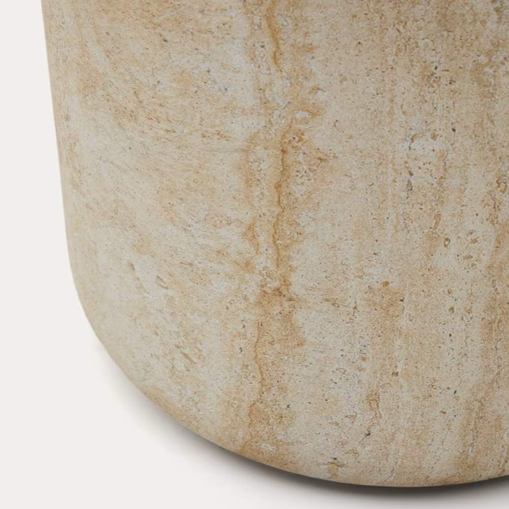 Kave Home Drasi Cement Side Table with Travertine-effect Finish Ø46cm