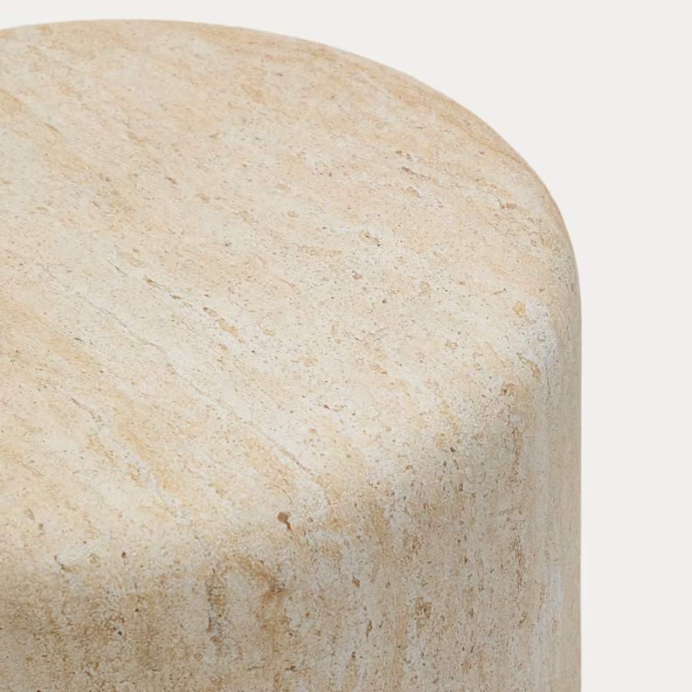 Kave Home Drasi Cement Side Table with Travertine-effect Finish Ø46cm