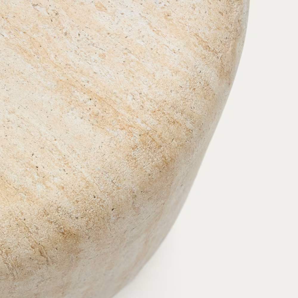 Kave Home Drasi Cement Side Table with Travertine-effect Finish Ø60cm