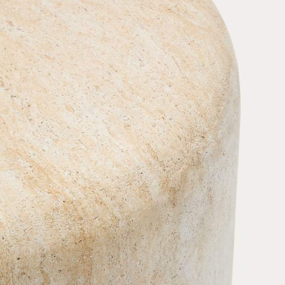 Kave Home Drasi Cement Side Table with Travertine-effect Finish Ø60cm