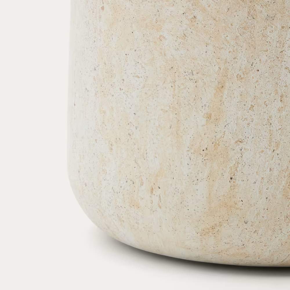 Kave Home Drasi Cement Side Table with Travertine-effect Finish Ø60cm