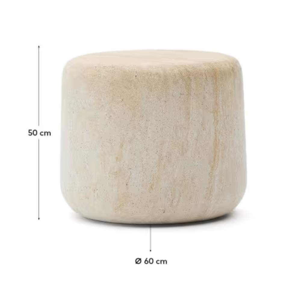 Kave Home Drasi Cement Side Table with Travertine-effect Finish Ø60cm