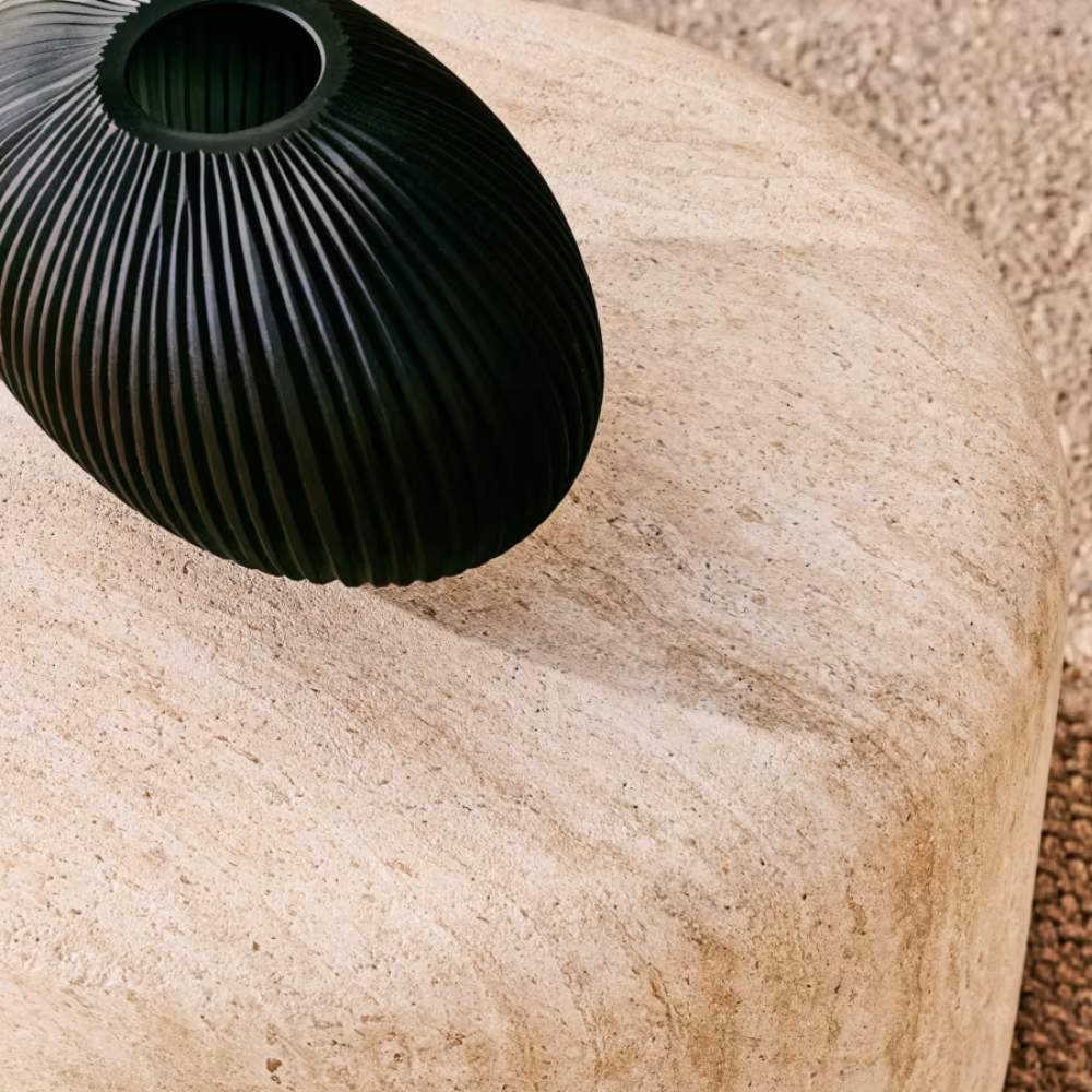 Kave Home Drasi Cement Side Table with Travertine-effect Finish Ø60cm