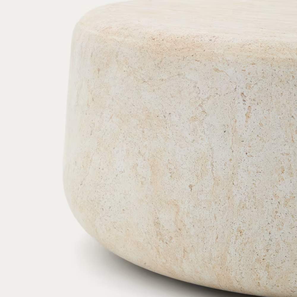 Kave Home Drasi Cement Coffee Table with Travertine-effect Finish Ø90cm