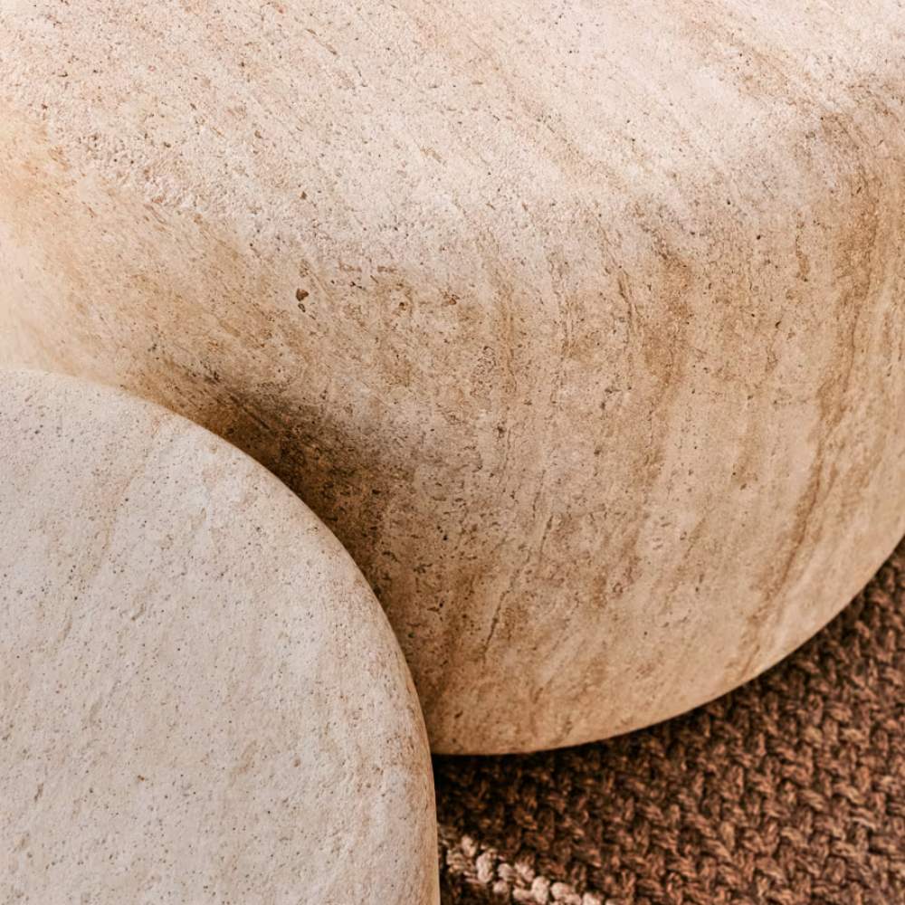 Kave Home Drasi Cement Coffee Table with Travertine-effect Finish Ø90cm