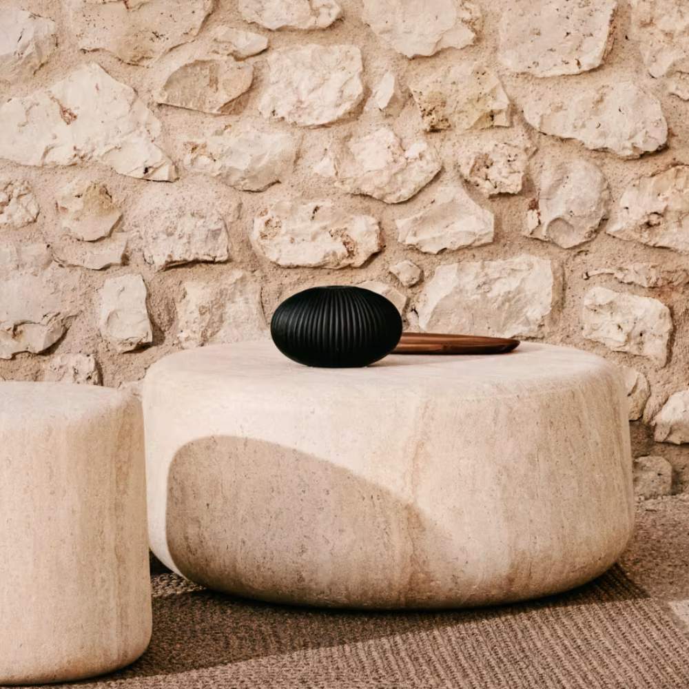 Kave Home Drasi Cement Coffee Table with Travertine-effect Finish Ø90cm