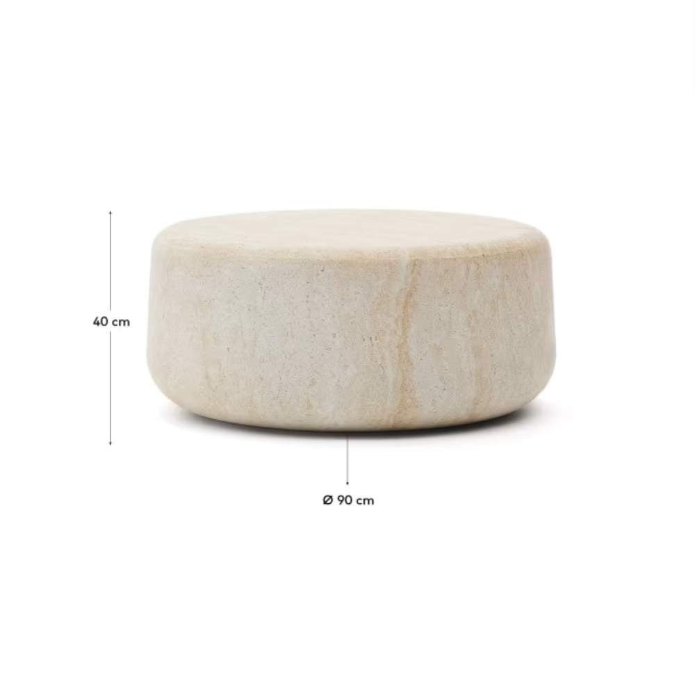 Kave Home Drasi Cement Coffee Table with Travertine-effect Finish Ø90cm