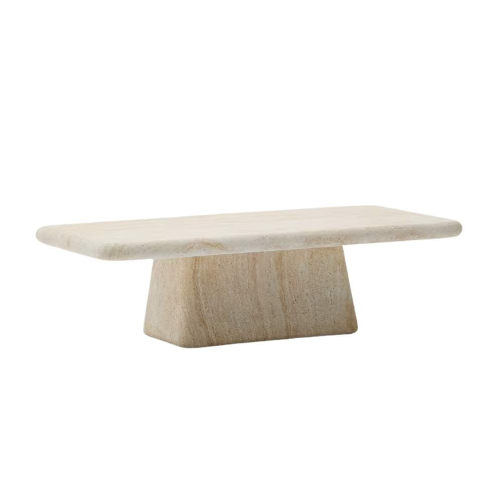 Kave Home Drasi Coffee Table in Cement with Travertine-effect Finish 140 x 70cm