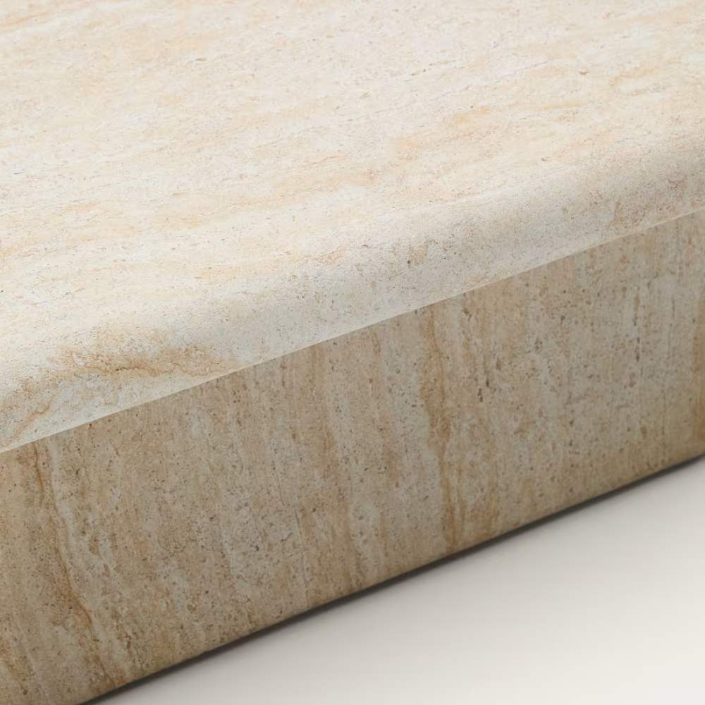 Kave Home Drasi Coffee Table in Cement with Travertine-effect Finish 140 x 70cm