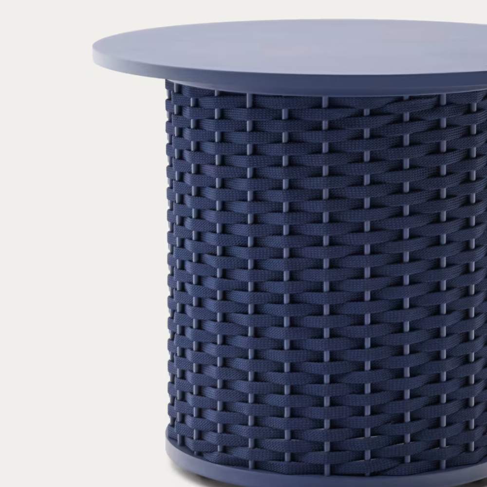 Kave Home Sedalis Outdoor Side Table in Aluminium and Blue Rope Cord Ø50cm