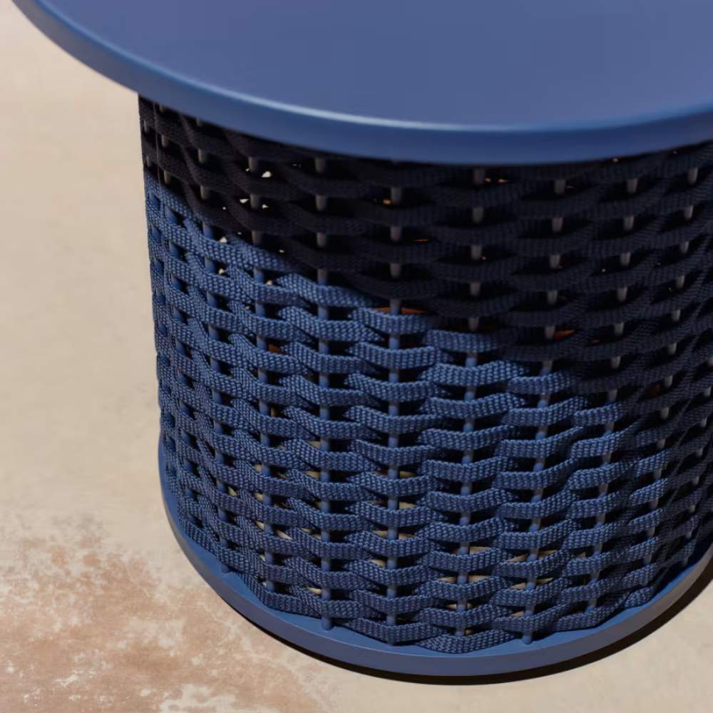 Kave Home Sedalis Outdoor Side Table in Aluminium and Blue Rope Cord Ø50cm