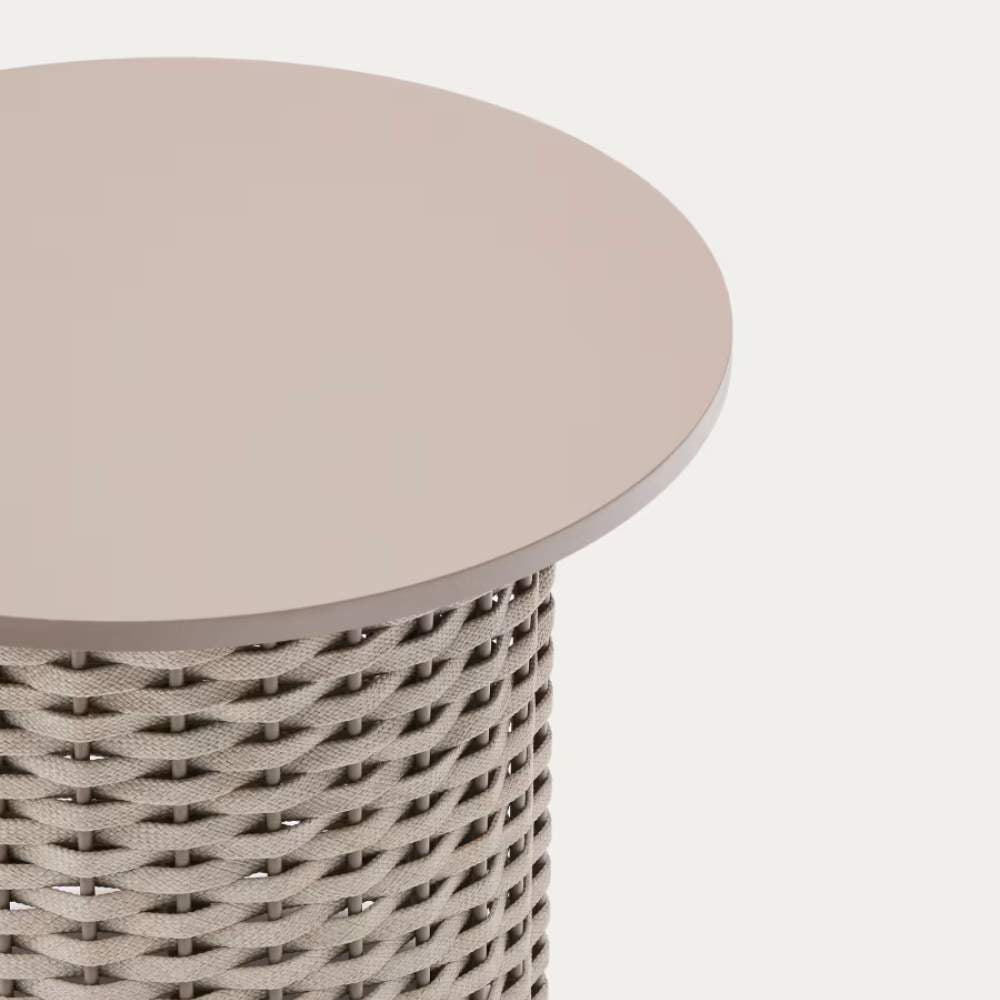 Kave Home Sedalis Outdoor Side Table – Aluminium & Taupe Rope Cord Ø50cm