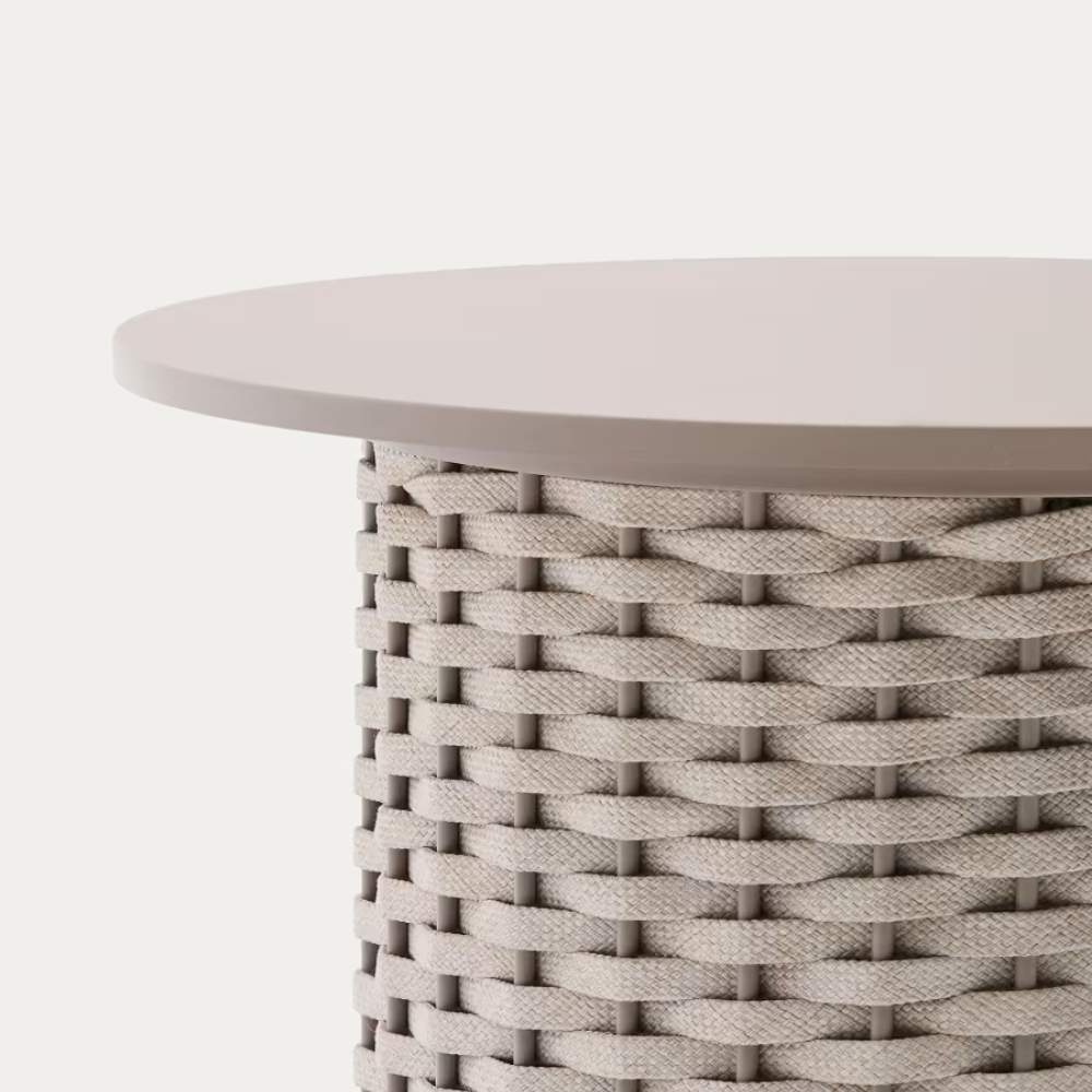 Kave Home Sedalis Outdoor Side Table – Aluminium & Taupe Rope Cord Ø50cm