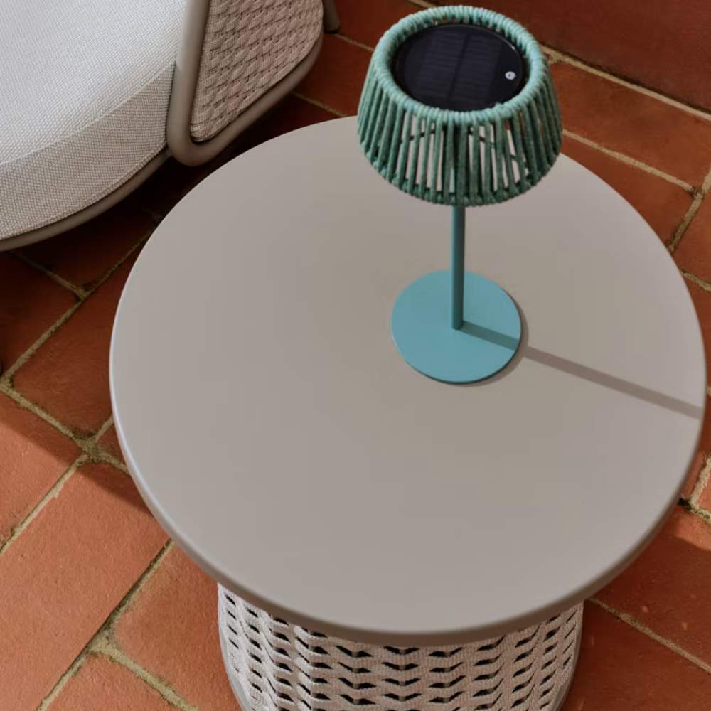 Kave Home Sedalis Outdoor Side Table – Aluminium & Taupe Rope Cord Ø50cm