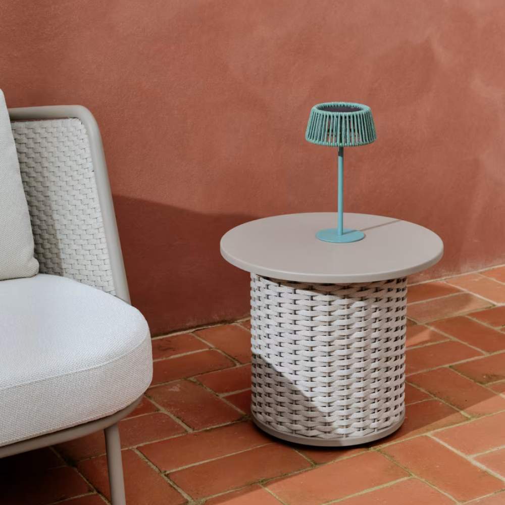 Kave Home Sedalis Outdoor Side Table – Aluminium & Taupe Rope Cord Ø50cm