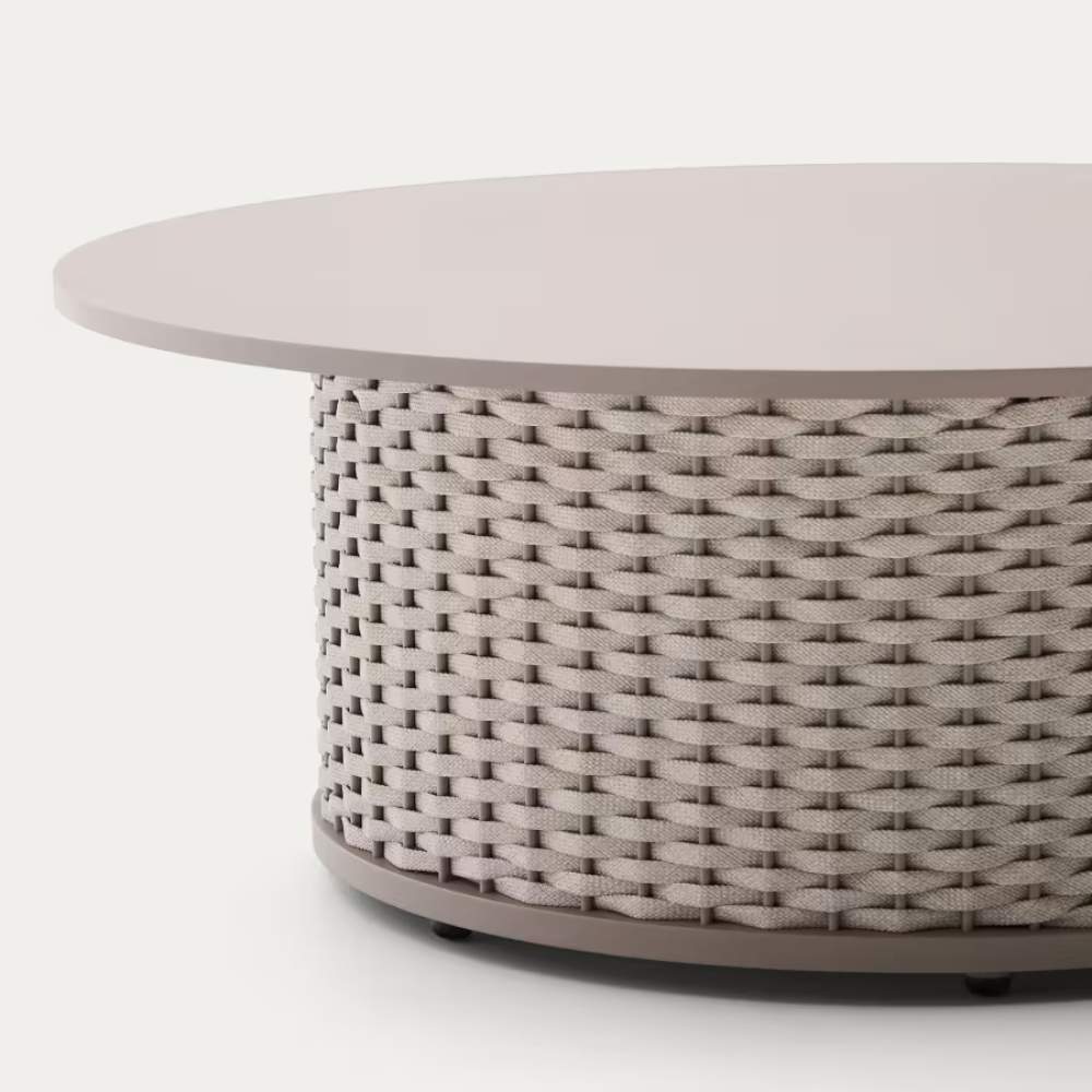 Kave Home Sedalis Outdoor Coffee Table – Aluminium & Taupe Rope Cord, Ø99cm