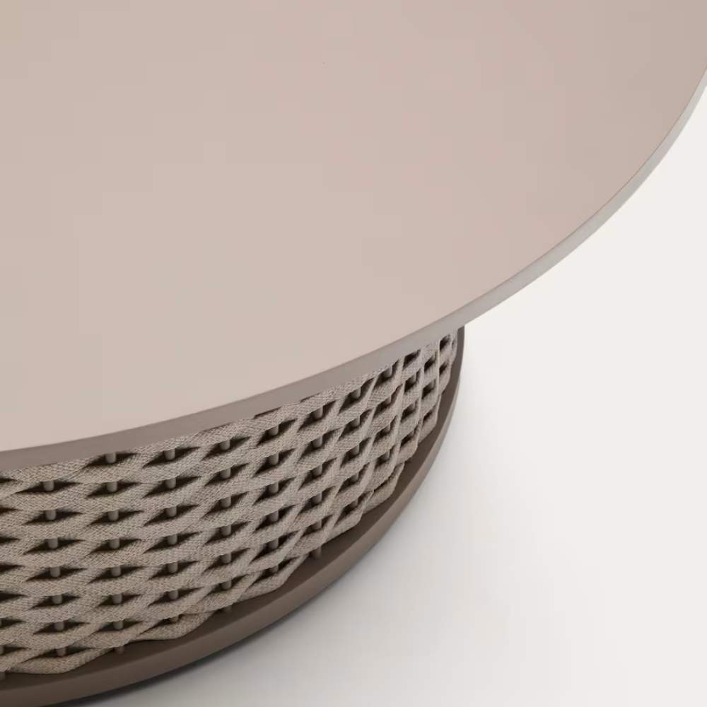 Kave Home Sedalis Outdoor Coffee Table – Aluminium & Taupe Rope Cord, Ø99cm