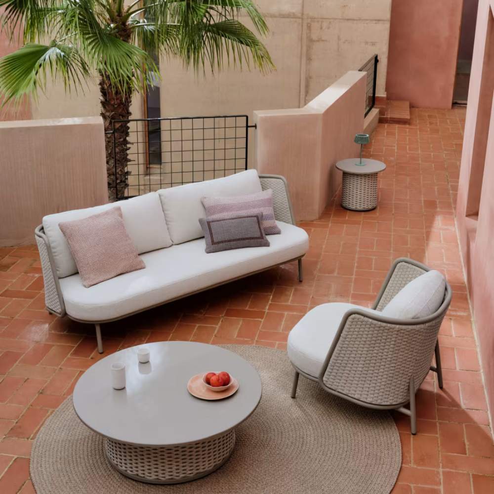 Kave Home Sedalis Outdoor Coffee Table – Aluminium & Taupe Rope Cord, Ø99cm