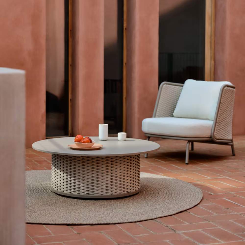 Kave Home Sedalis Outdoor Coffee Table – Aluminium & Taupe Rope Cord, Ø99cm