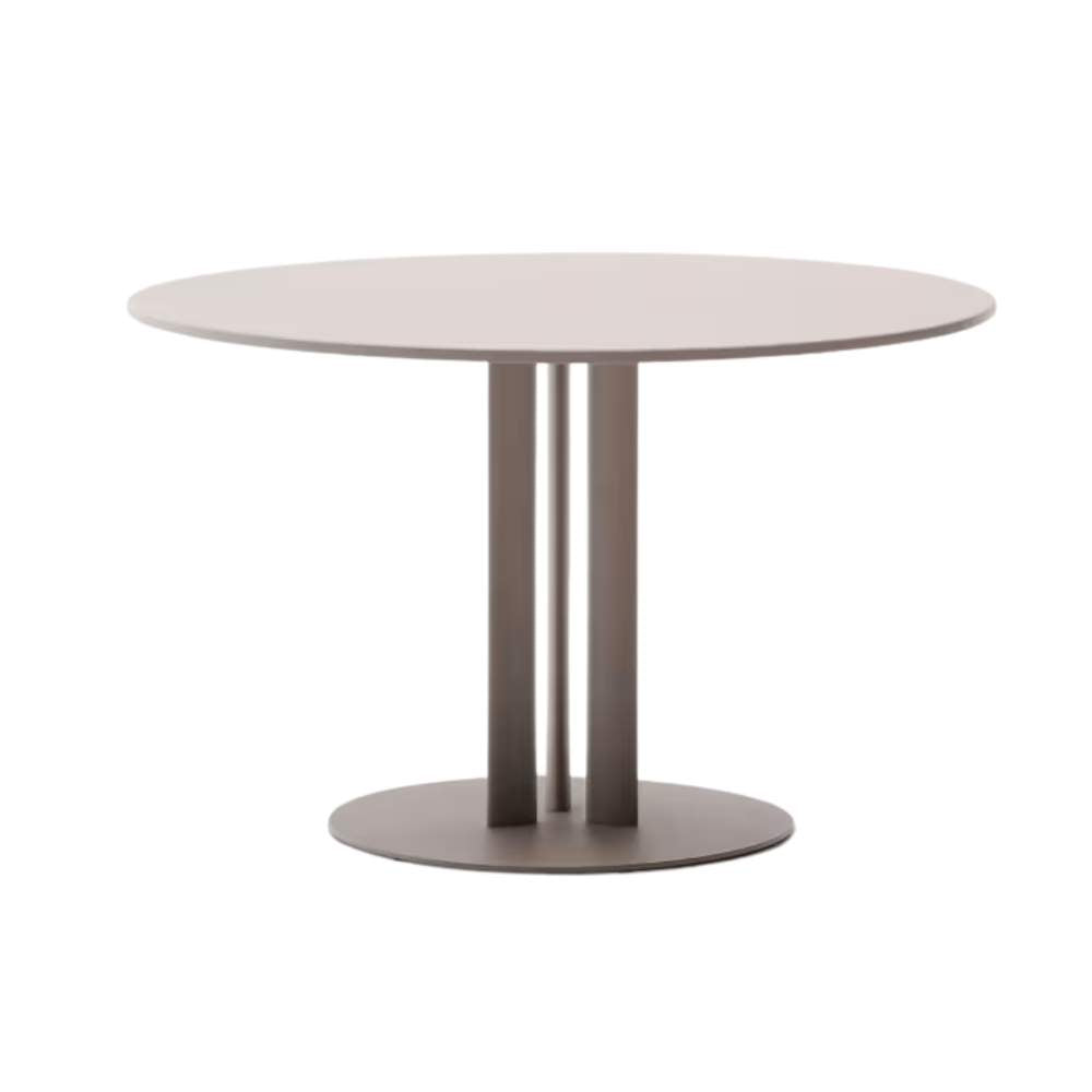 Kave Home Sedalis Round Outdoor Table – Steel Base with Taupe Aluminum Top Ø80cm