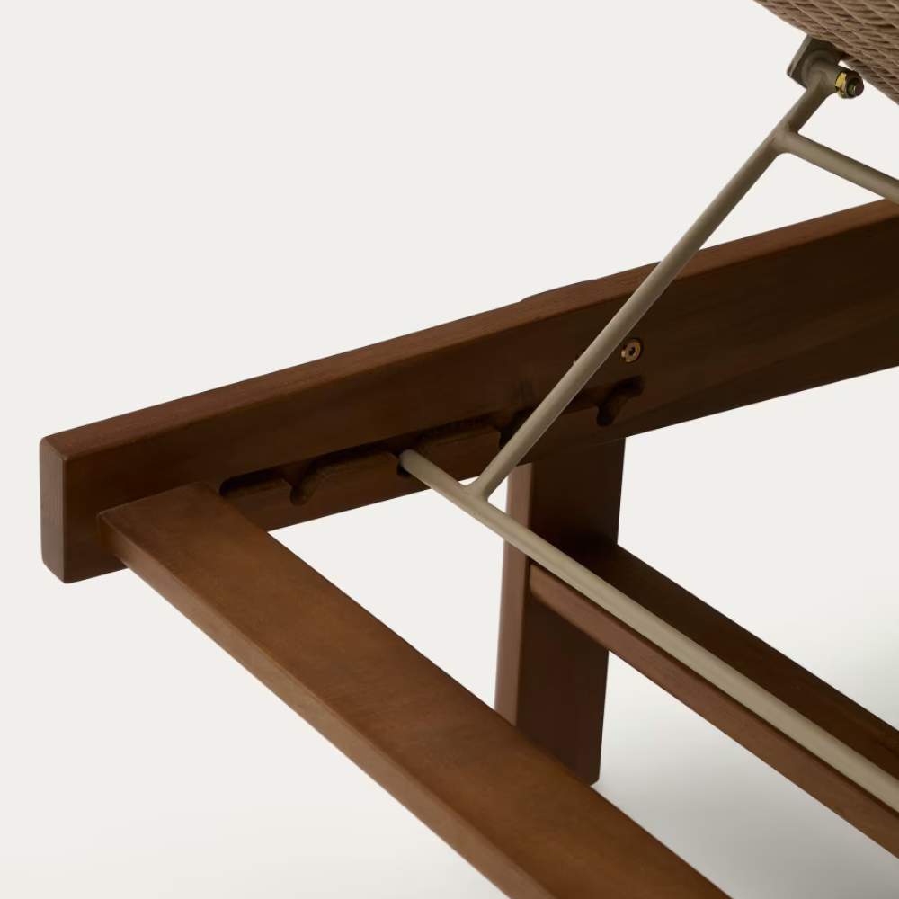 Kave Home Itani Sun Lounger in FSC 100% Solid Acacia Wood and Synthetic Rattan