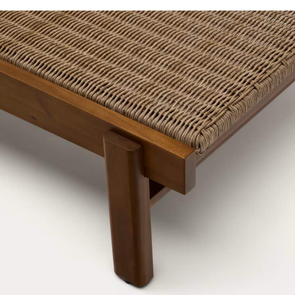 Kave Home Itani Sun Lounger in FSC 100% Solid Acacia Wood and Synthetic Rattan