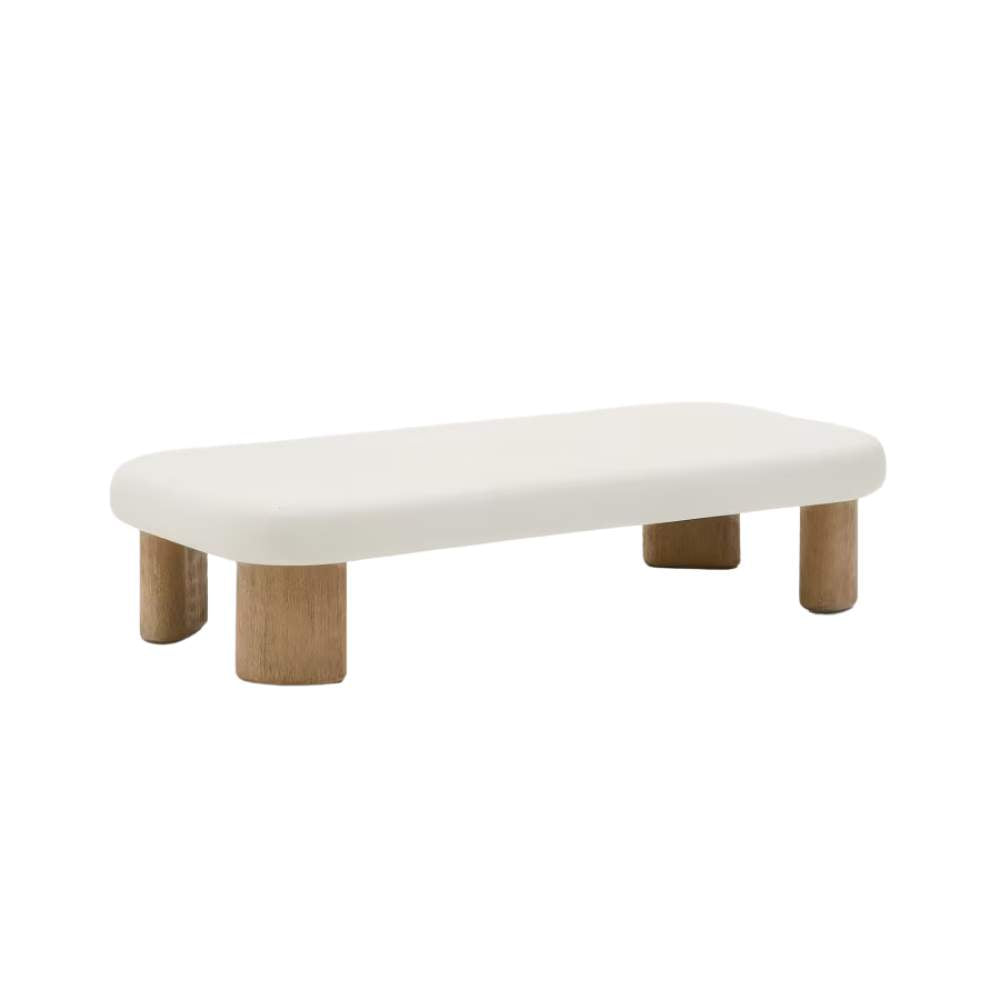 Kave Home Labra Coffee Table in Cement and Acacia Wood – 140 x 70cm