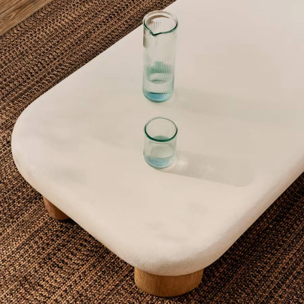 Kave Home Labra Coffee Table in Cement and Acacia Wood – 140 x 70cm