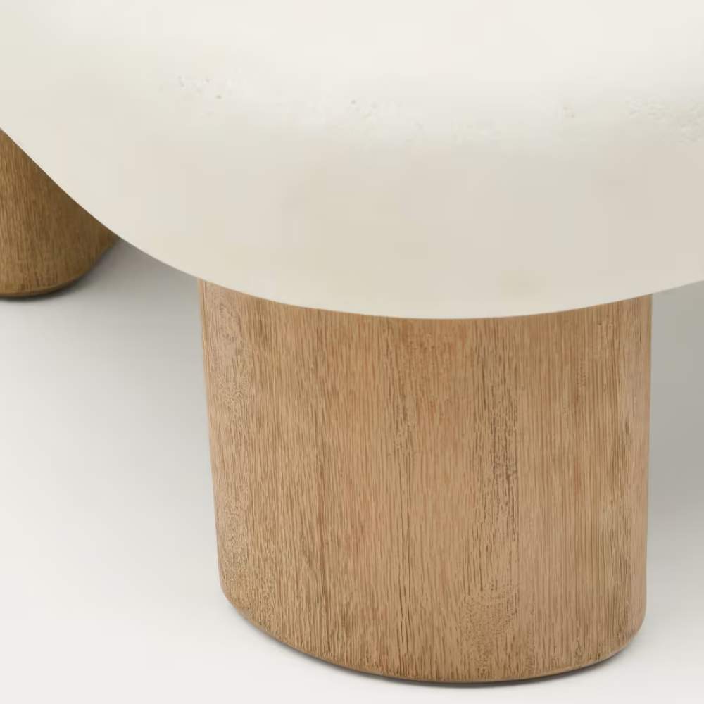 Kave Home Labra Coffee Table in Cement and Acacia Wood – 140 x 70cm