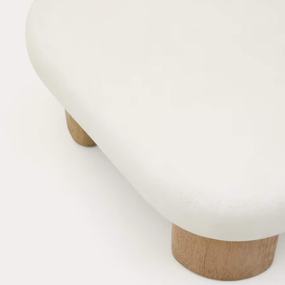 Kave Home Labra Coffee Table in Cement and Acacia Wood – 140 x 70cm