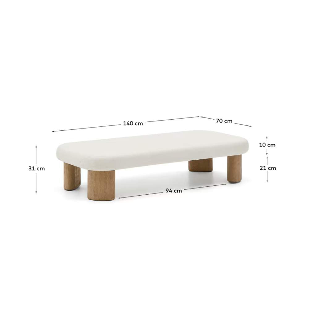 Kave Home Labra Coffee Table in Cement and Acacia Wood – 140 x 70cm