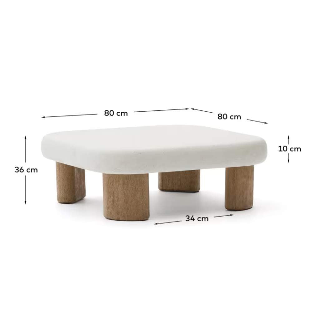Kave Home Labra Coffee Table in Cement and Acacia Wood – 80 x 80 cm