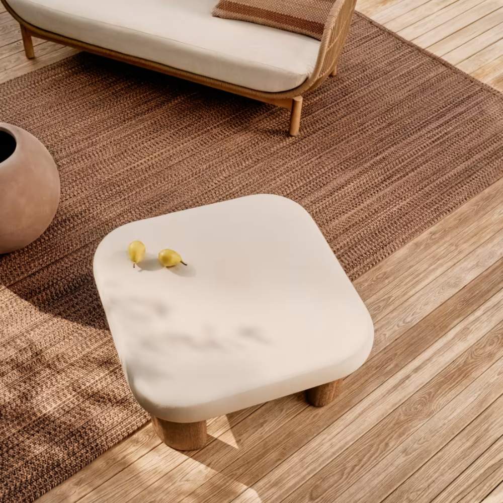 Kave Home Labra Coffee Table in Cement and Acacia Wood – 80 x 80 cm