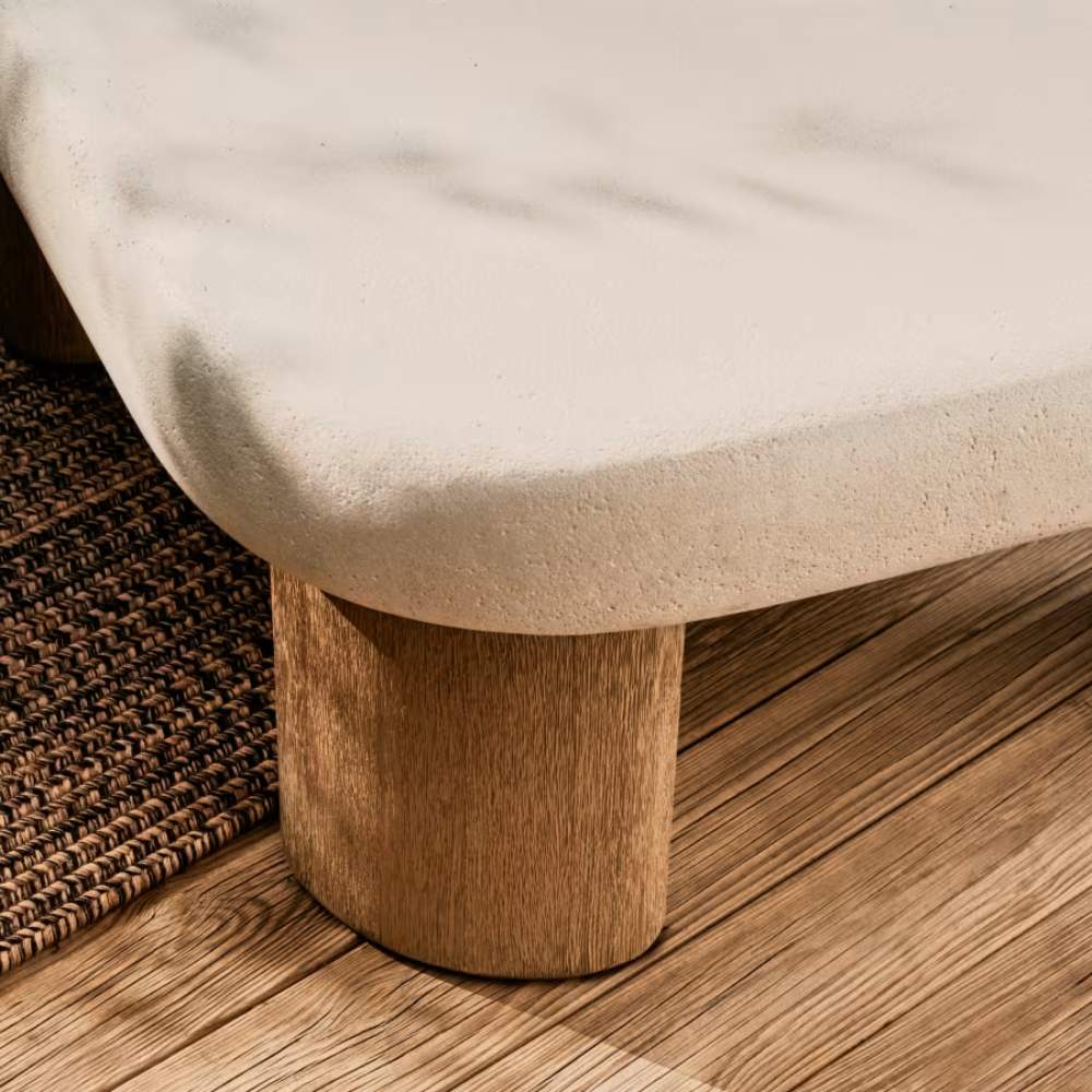 Kave Home Labra Coffee Table in Cement and Acacia Wood – 80 x 80 cm
