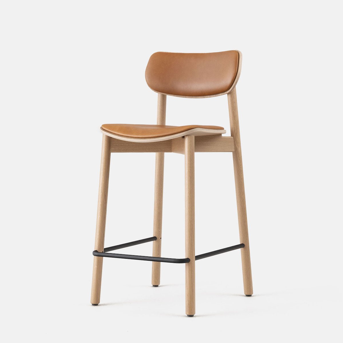 John Green Otis Oak Stool 75cm - Upholstered