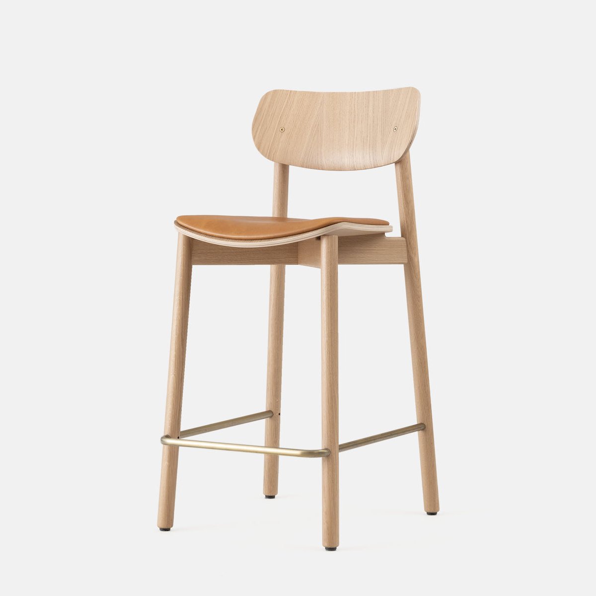 John Green Otis Oak Stool 75cm - Upholstered