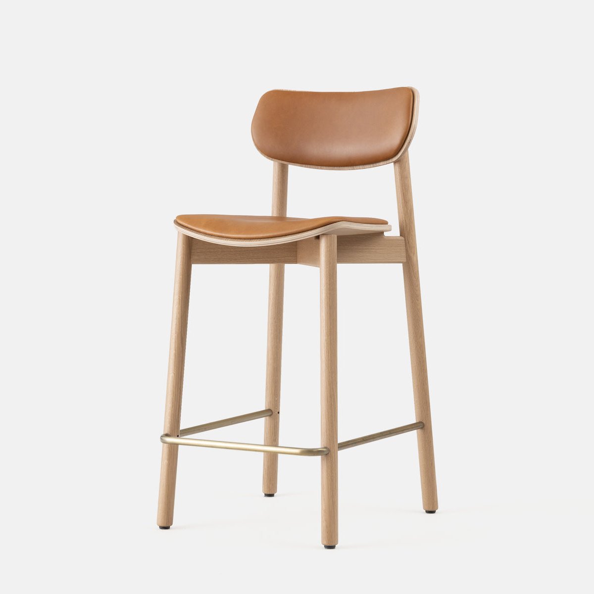 John Green Otis Oak Stool 75cm - Upholstered
