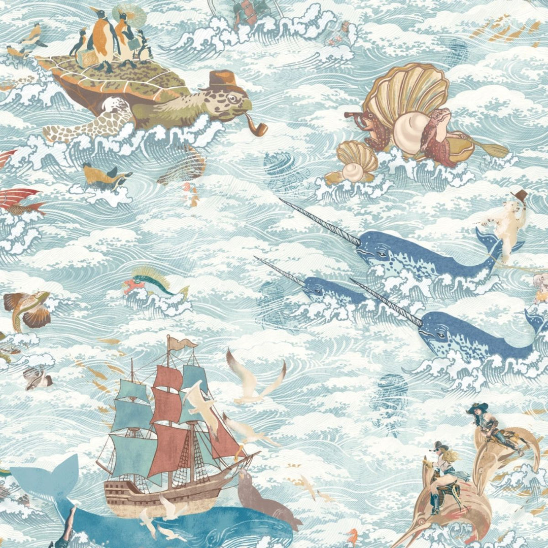 Brand Mckenzie Ocean Waves Wallpaper Pale Tide