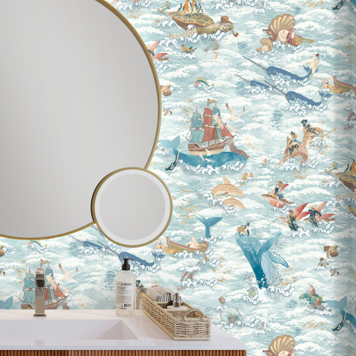 Brand Mckenzie Ocean Waves Wallpaper Pale Tide