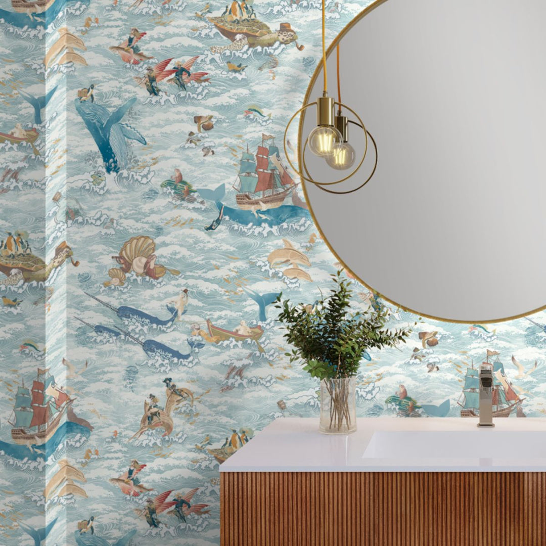 Brand Mckenzie Ocean Waves Wallpaper Pale Tide