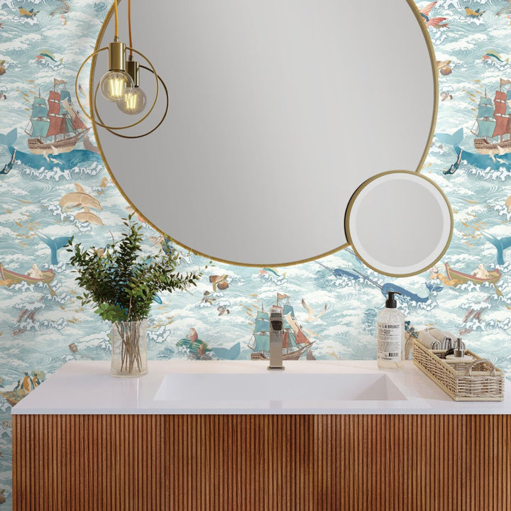 Brand Mckenzie Ocean Waves Wallpaper Pale Tide