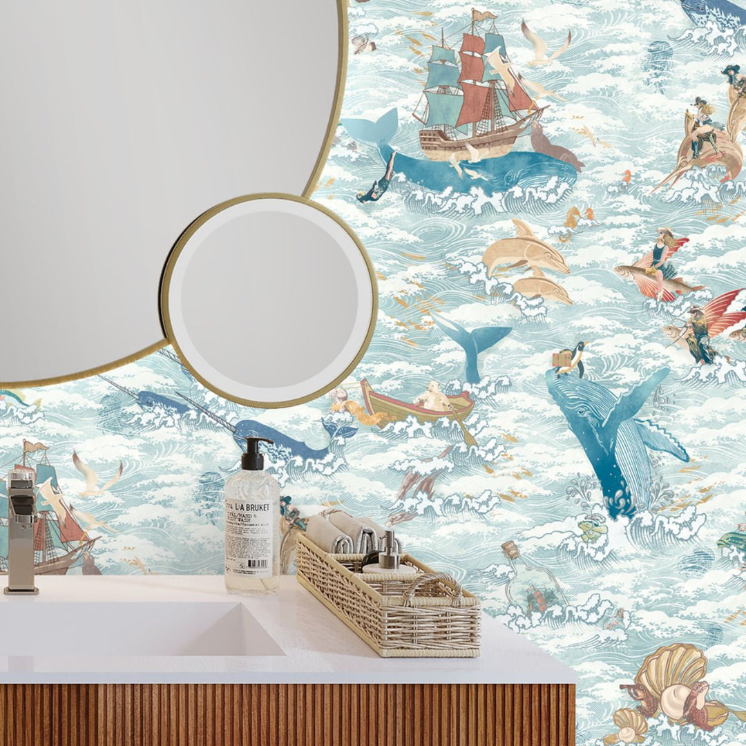 Brand Mckenzie Ocean Waves Wallpaper Pale Tide