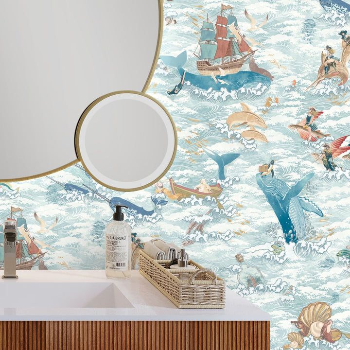 Brand Mckenzie Ocean Waves Wallpaper Pale Tide