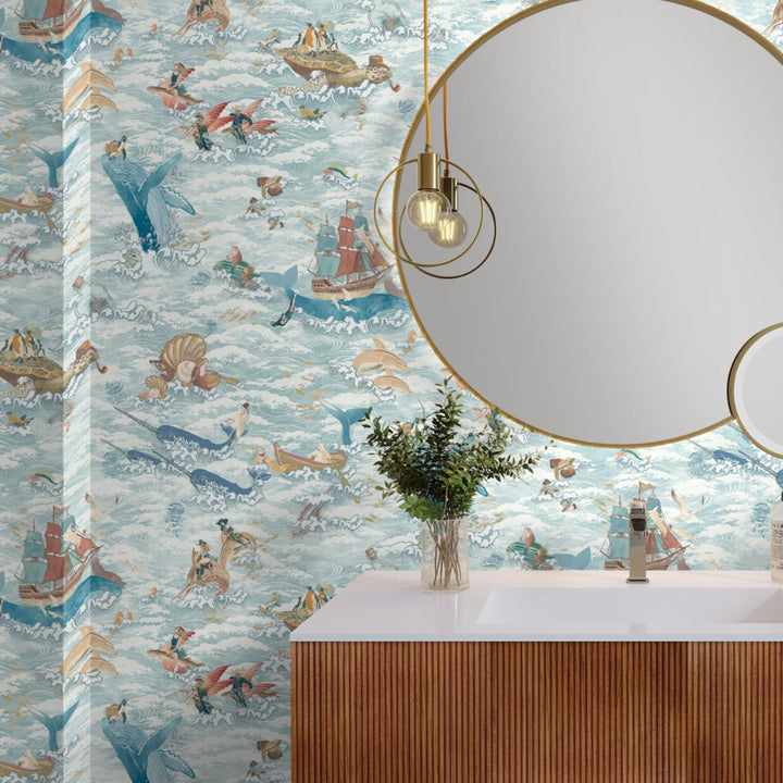 Brand Mckenzie Ocean Waves Wallpaper Pale Tide