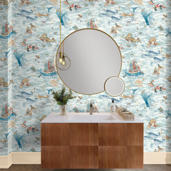 Brand Mckenzie Ocean Waves Wallpaper Pale Tide