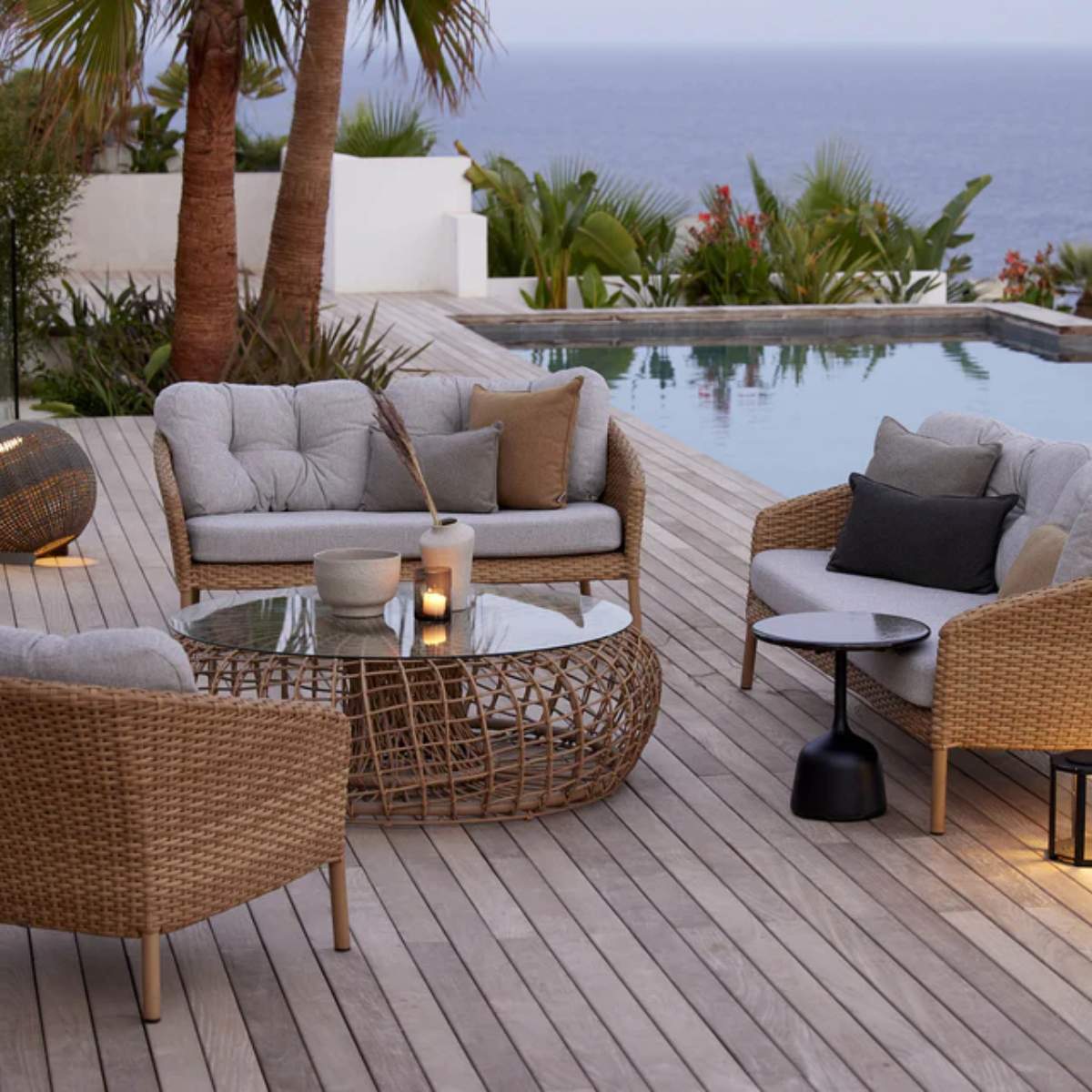 Cane-line Ocean Large 2-Seater Sofa, Cushion Set
