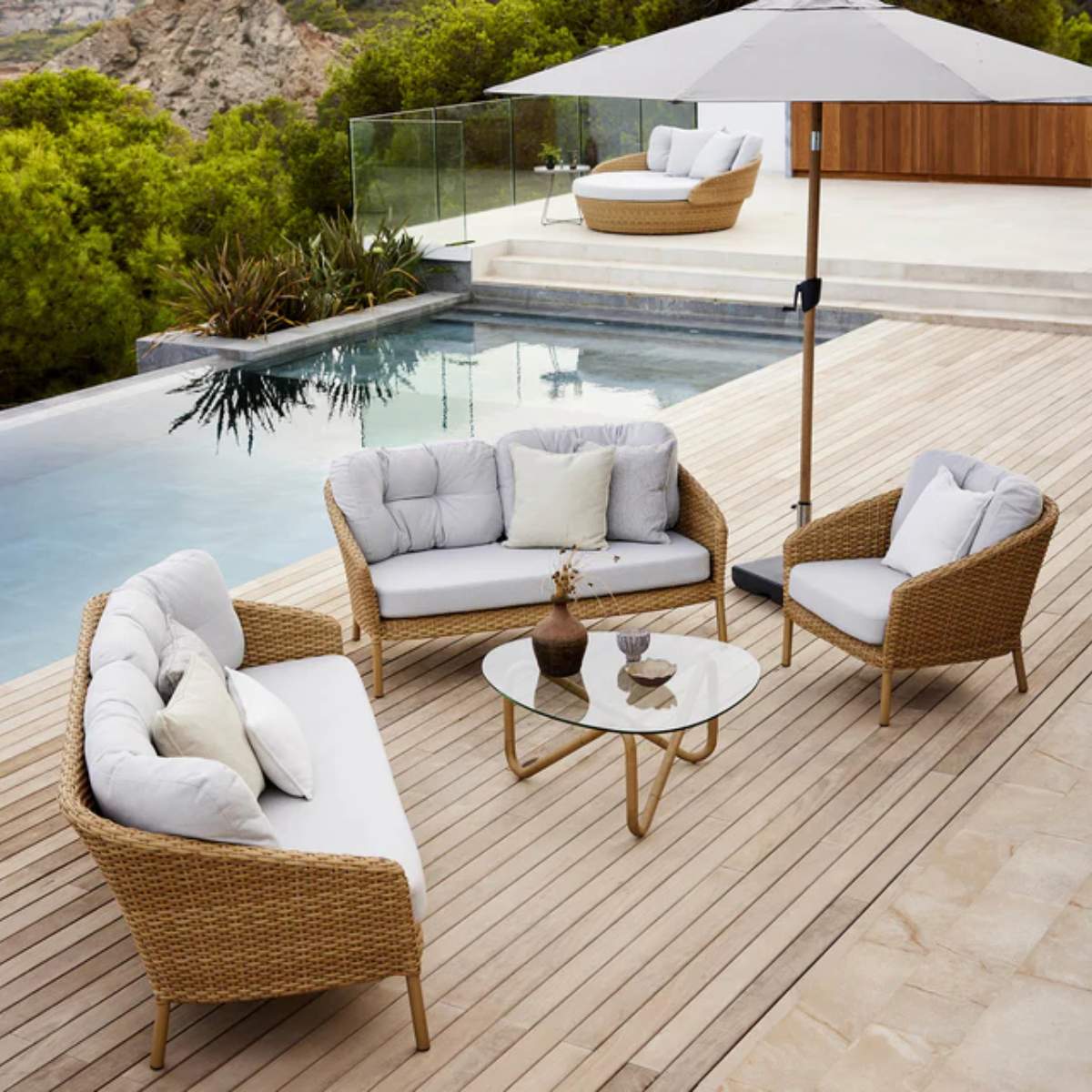 Cane-line Ocean Large 3-Seater Sofa, Cushion Set