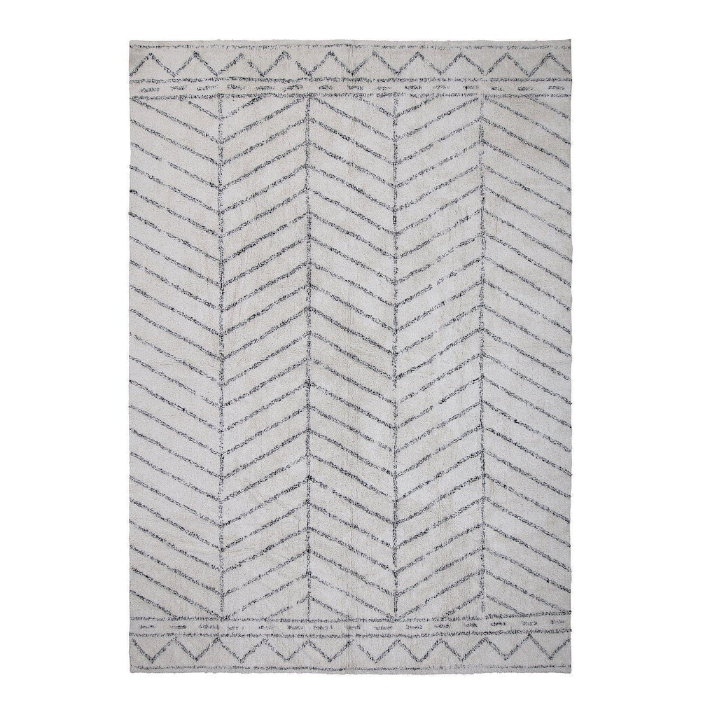 Oiva Geometric Grey Cotton Rug - Bloomingville-Beaumonde